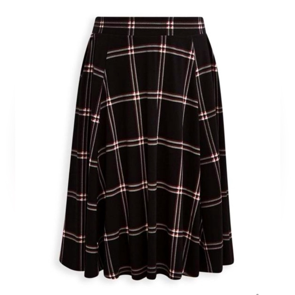 torrid Black Plaid Full Circle Skirt with White and Pink Accents